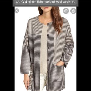 Eileen Fisher stripe merino wool Cardigan